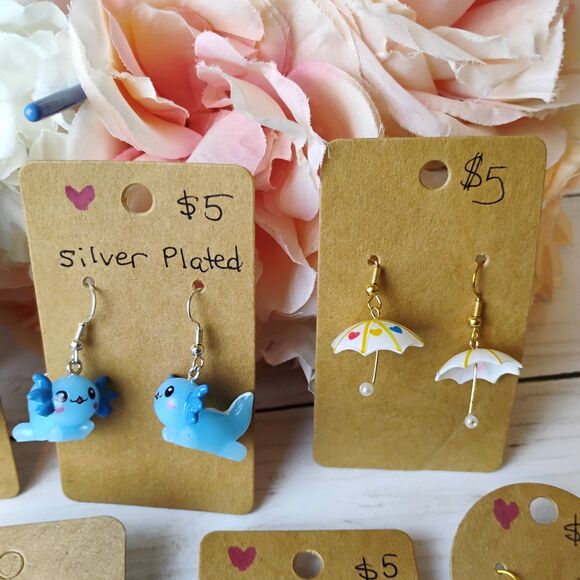 14 NEW Earring Reseller Lot/Bundle Novelty Funky Pac-Man, Tassels, Drink, Turtle - Picture 4 of 8